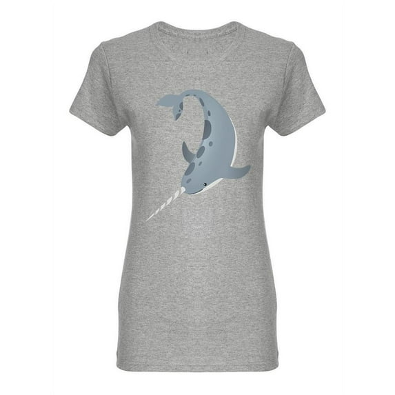 Gray Narwhal Graphic Shaped T-Shirt Women -Image by Shutterstock, Female XX-Large