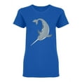 thumbnail image 1 of Gray Narwhal Graphic Shaped T-Shirt Women -Image by Shutterstock, Female XX-Large, 1 of 2