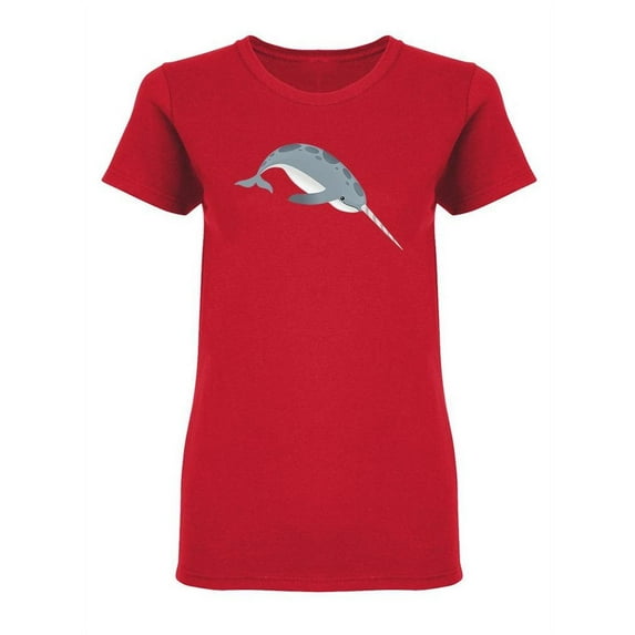 Gray Narwhal Shaped T-Shirt Women -Image by Shutterstock, Female Medium