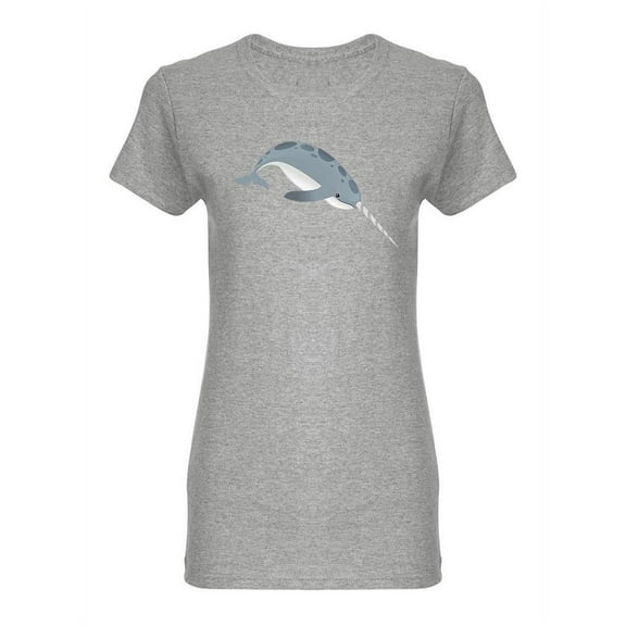 Gray Narwhal Shaped T-Shirt Women -Image by Shutterstock, Female Small