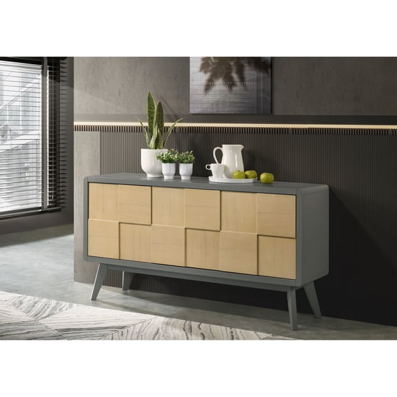 Gray & Natural Finish Server - A Functional Addition To Your Home Ample Storage Organize Daily Life