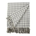 thumbnail image 1 of 50" x 60" Light Gray & Natural Gingham Check Accent Throw Blanket w/ Fringe Tassels, 1 of 6