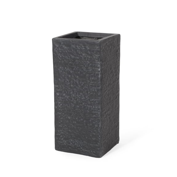Gray Natural Slate Textured Tall Square Magnesium Oxide Planter Pot,10.75"24.25"H