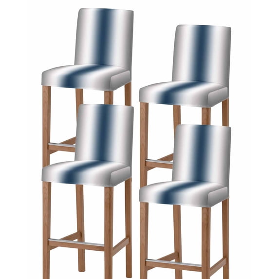 Gray Navy Blue Bar Stool Covers Set of 4, Modern Gradient Geometric Stretch Washable Bar Chair Covers with Backs, Removable Pub Counter Height Chair Cover for Kitchen Dining Room Cafe