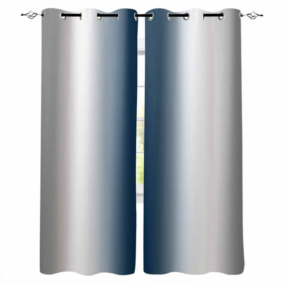 Gray Navy Blue Blackout Curtains for Bedroom Living Room Darkening Curtains 63 Inches Long Modern Gradient Geometric Window Curtain 2 Panels Set Insulated Window Treatment Grommet Drapes 42"x63"