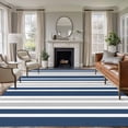 thumbnail image 1 of Gray Navy Washable Living Room Rugs 5'x8', Blue Stripe Minimalist Vertical Stripes Modern Art Low Pile Throw Large Area Rug Non-Slip Sturdy Edge Binding Carpet for Living Room Kitchen Office, 1 of 9