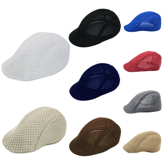 Gray Newsboy Cap for MenLinen Adjustable Herringb One Tweed Wool Hats Blend Flat Cap Ivy Cabbie Driving Hat Breathable Mesh Cap One Size