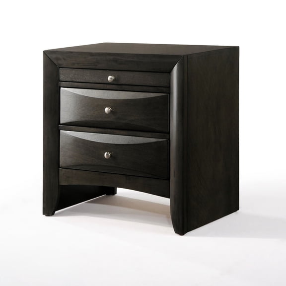 Gray Nightstand for Bedroom | Functional Storage Drawers and Tray | RBW and MDF Material | Refined Hardware Design