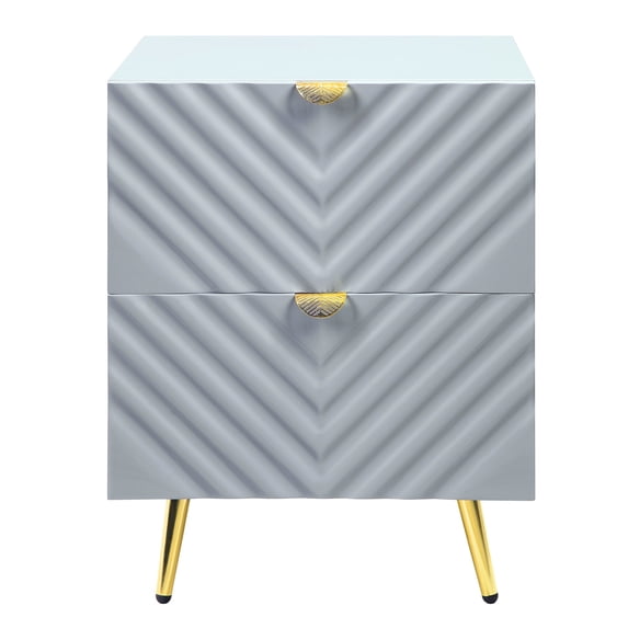 Gray Nightstand with Metal Legs and 20lbs Drawer Capacity / Bedroom Storage Essential