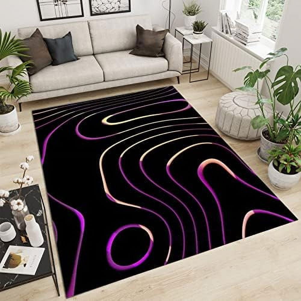 Gray Noise Reduction Area Rugs for Gaming Room Golden Stripes Spots