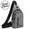 thumbnail image 1 of Gray Nylon Sling Crossbody Chest Bag with Multi-Pockets, Earphone Hole & Adjustable Strap, Lightweight Water-Resistant Daypack for Travel, Hiking & Daily Use, 1 of 8