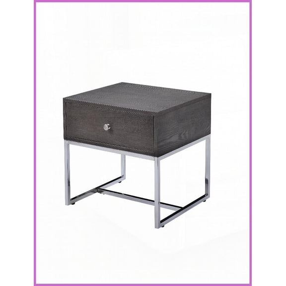 Gray Oak & Chrome Coffee Table - Space-Saving for Small Spaces, Felt-Lined Drawer Storage