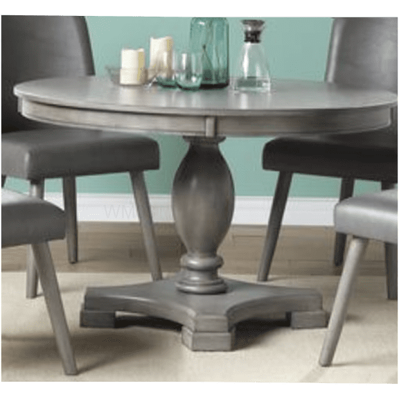 Gray Oak Finish Round Pedestal Dining Table, Compact for Breakfast Nook