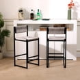 thumbnail image 1 of Gray Office Bar Stools With Back, Handmade Paper Rope Weave Seat And Metal Frame Of 2 Counter Height - & Construction. Fits Living Room, Spaces, 1 of 6