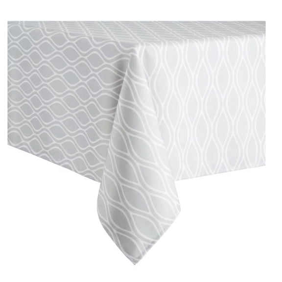 Gray Ogee Tablecloth Polyester Geometric Print Fabric 60 x 84 Rectangle Allen Roth