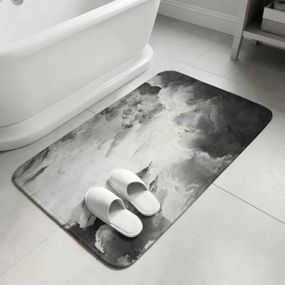 Gray Ombre Clouds Bathroom Rugs Non Slip Washable Bath Mat Absorbent Front Door Mat Modern Abstract Art Gradient Cloud Indoor Doormat for Kitchen Entryway Shower Decor Accessories 15.7"x23.6"
