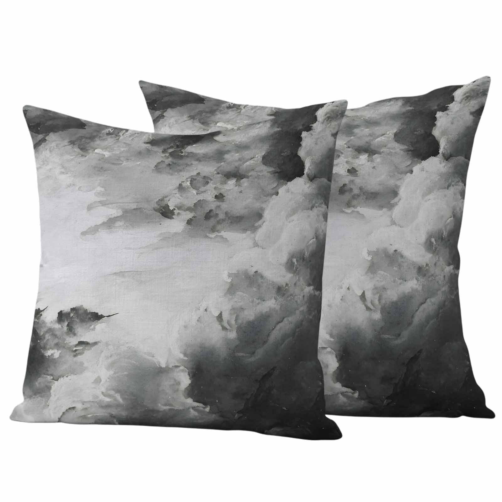 Gray Ombre Clouds Outdoor Waterproof Pillow Covers, Modern Abstract Art Gradient Cloud Decorative Square Throw Pillowcase Sofa Cushion Sham for Patio/Couch/Chair, 18"x18" 2 Pack