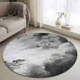 thumbnail image 1 of Gray Ombre Clouds Round Area Rug 3.3Ft Washable Circle Rugs for Dining Room Table, Modern Abstract Art Gradient Cloud Non-Slip Carpet Floor Mats Indoor Outdoor Carpet Runner Aesthetic Home Decor, 1 of 8