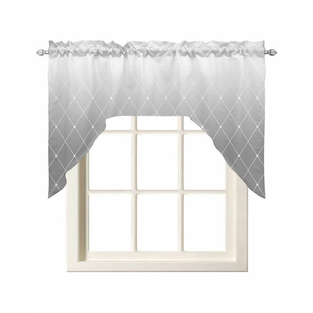 Gray Ombre Kitchen Swag Valances for Windows, Modern Geometric Abstract ...