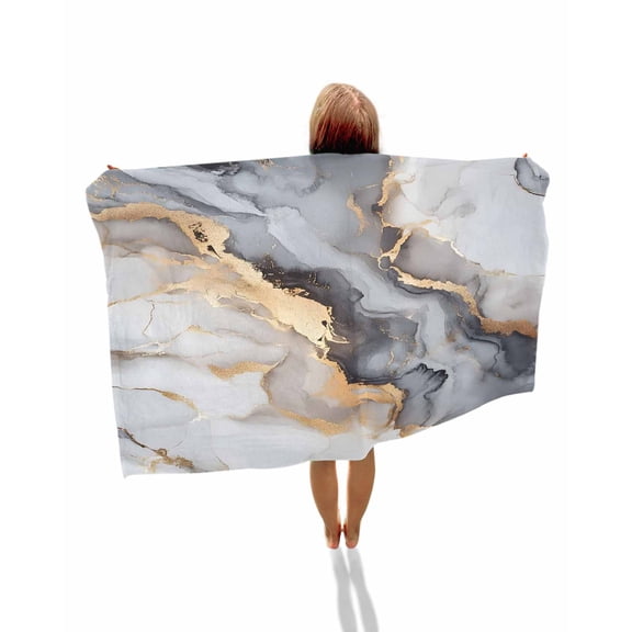 Gray Ombre Marble Beach Towels Oversized Super Absorbent, Abstract Art Contemporary Lightweight Bath Towel Quick Dry Sets For Bathroom/Pool/Rv Camping/Beach Play/Gym Room/Picnic 23"x47"