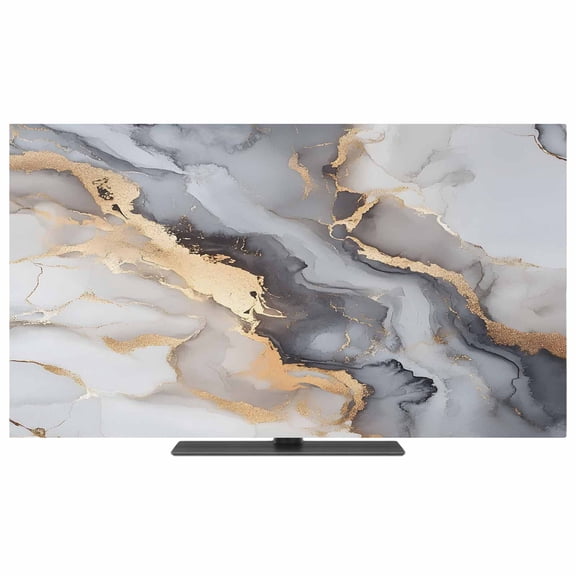 Gray Ombre Marble TV Dust Cover,Stretchable TV Screen Desktop Computer Protector Cover,Abstract Art Contemporary Television Dustproof Slipcover Indoor Outdoor Decor for 19–24 Inch Flat or Curved TVs