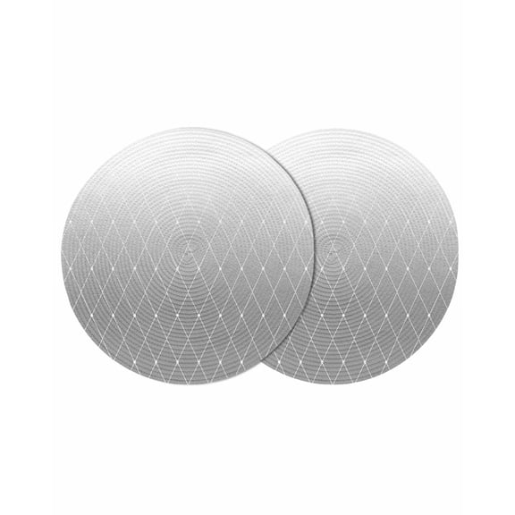 Gray Ombre Round 15 Inch Placemats Set of 2, Modern Geometric Abstract Rhombus Striped HeatResistant Non Slip Place Mats for Dining Table, Wipeable Braided Kitchen Table Mats for Housewarming