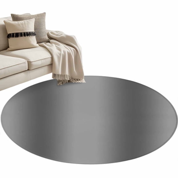 Gray Ombre Round Area Rug 3 FT, Small Kitchen Bathroom Mat, Modern Abstract Art Farmhouse Gradient Washable Indoor Outdoor Throw Runner Carpet Non-Shedding Doormat for Table Shower Sofa Entryway