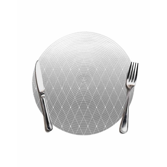 Gray Ombre Round Placemats for Dinning Tables,Heat-proof Braided Table Mats 13 Inch,Modern Geometric Abstract Rhombus Striped Washable Place Mat for Kitchen Restaurant Party Decor Table Setting
