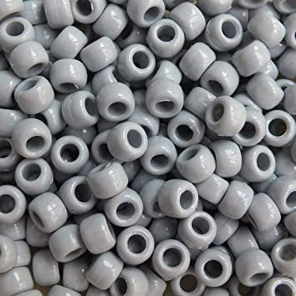 Gray Opaque Crow Beads Pony Beads Made in USA 6x9mm Large Hole