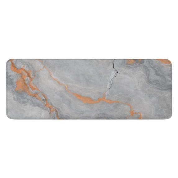 Gray Orange Marble Pattern Kitchen Rug Mat,Kitchen Runner Rugs Non Skid Washable,Decorative Kitchen Floor Mats for Kitchen,Sink,Laundry,17"x47.2"