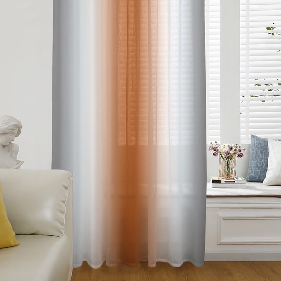 Blue Color Gradient Options Pink Blue Ombre Semi Sheer Curtains Drapes for Living Room,Bedroom ...