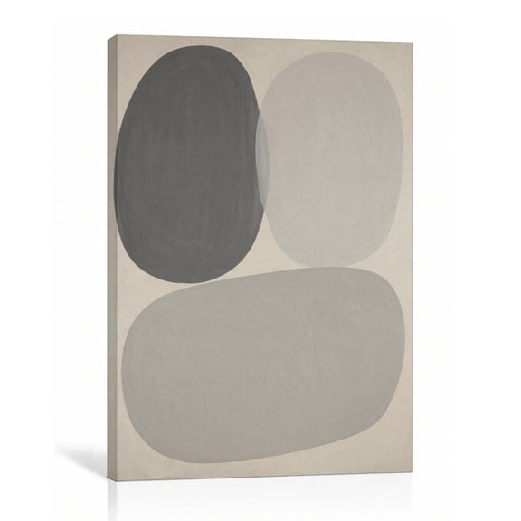 Gray Organic Shapes Wall Art Minimalist Abstract Canvas Print Pebble Forms Gallery Wrapped Canvas Bedroom Decor 8"L x 12"W