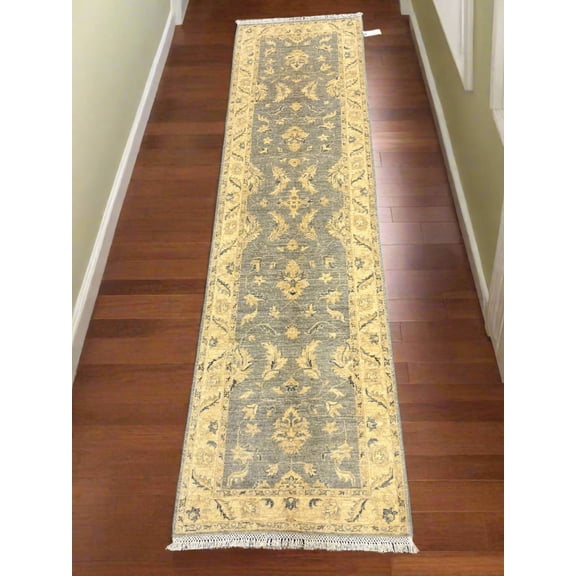 Gray Oushak Runner 2' 8"X9' Handmade Wool Rug # 14279