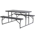 thumbnail image 1 of Gray Outdoor Foldable Woodgrain Portable Picnic Table Set, 1 of 18