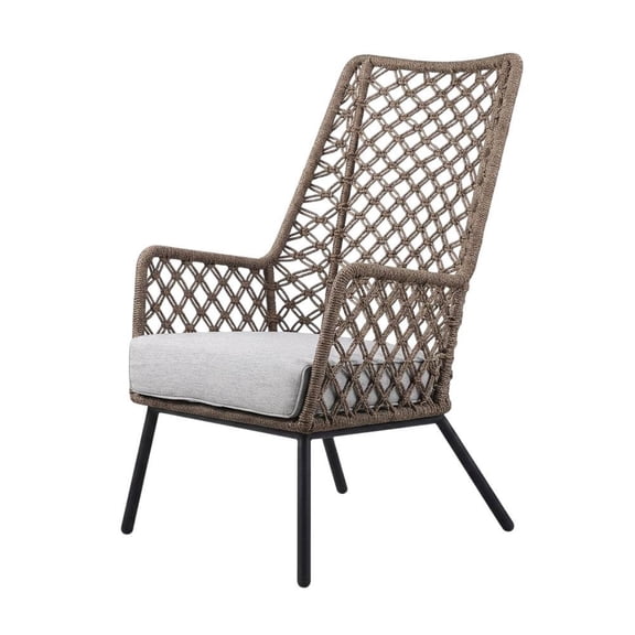 Gray Outdoor Lounge Chair With Removable Cushion, Water And Uv Resistant