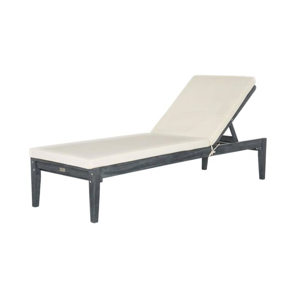 Gray Outdoor Sunlounger With Galvanized Steel Frame And Polyester Cushion