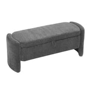 Gray Oval Storage Bench,Bed Bench,Footrest,Chenille Fabric Bench with Large Storage Space for the Living Room, Bedroom and Entryway