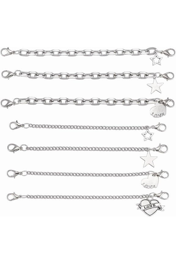 Gray PH 12pcs Shoe Chains Shoelace Charms Decorations Heart Star Charms with 2 Styles Chains Goth Punk Style Chains for Sneakers High Heels Purse Keychain Accessories 1.3~6.5 Inch
