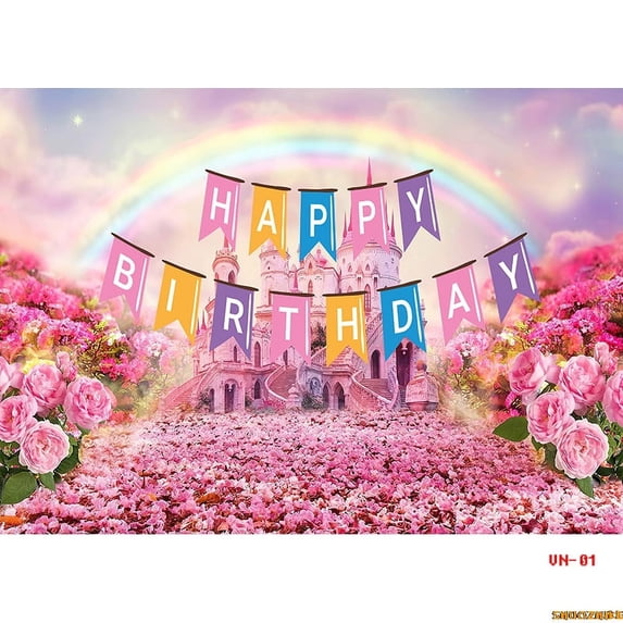 Gray PInk Brick Wall Happy Birthday Photography Backdrops Props Texture Childr Party Theme Photo Studio Background QZ-24