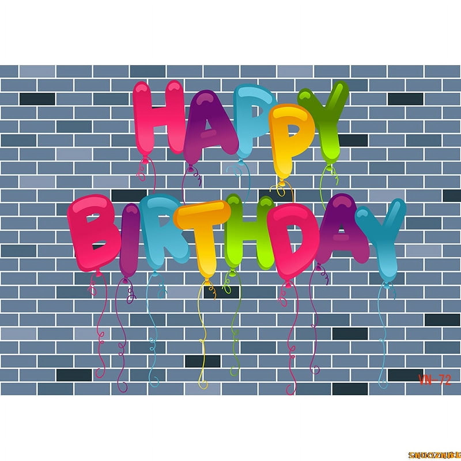 Round Brown Brick Wall Happy Birthday Backdrop