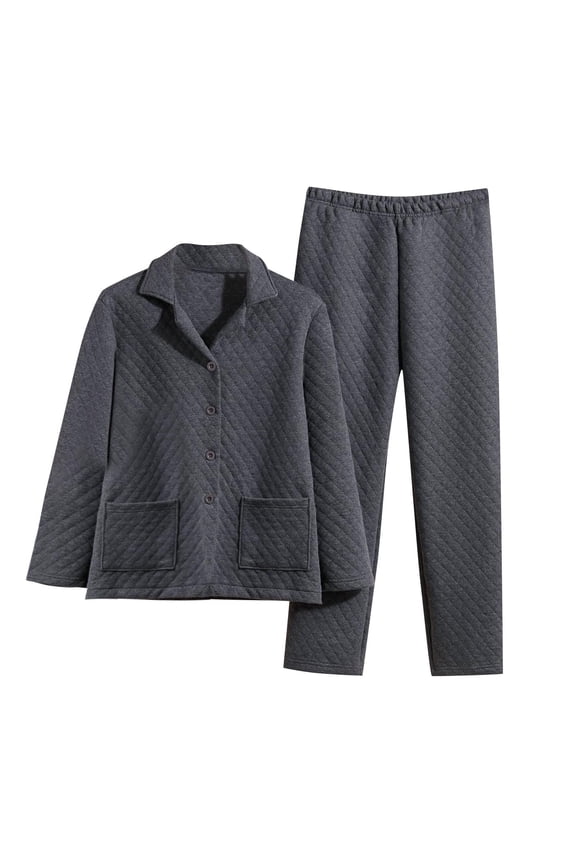 Gray PJ Set for Man Winter Fall Match Padded Warm Thick Straight Leg Basic Long Leg Tops T Shirts Pants Pajama PJ Sets Mens 2026 Clothes Y2K 5XL