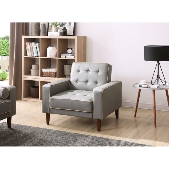 Gray PU Foam Chair Bed / Compact for Small Spaces, Easy to Assemble