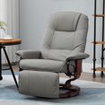 thumbnail image 1 of Gray PU Leather Manual Recliner Chair with Swivel Base and Extendable Footrest, 1 of 7