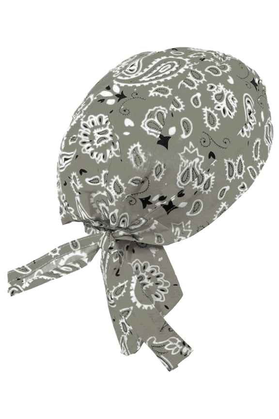 Gray Paisley Doo Rag Durag Headwrap Cotton Chemo Bandana Skull Cap Mens Womens
