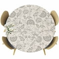 thumbnail image 1 of Gray Paisley Floral Table Cloth, Round Fitted Tablecloths with Elastic Edge, Farmhouse Spring Summer Flowers Wipeable Waterproof Table Cover for Kitchen Wedding 36-44 Inches, 1 of 4