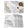 thumbnail image 1 of Gray Palm Leaf Placemats Set of 12 Tropical Botanical Leaves Minimalist Place Mats Indoor Wipeable Table Mats Washable Cloth Dining Table Placemats for Kitchen Holiday Party Home Decor 13x19 Inch, 1 of 9