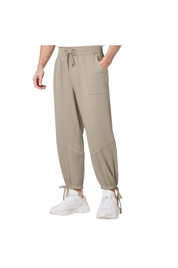 Gray Pants for Man Summer Fall Track Gym Brunch Running Pleated Straight Leg Elastic Waist Basic Cuff Leg Pants Man 2026 Clothing Country Concert XXL