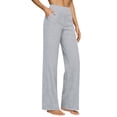 thumbnail image 1 of Gray Pants for Women Casual Cotton Linen High Waisted Wide Leg Pants Button Up Straight Leg Trousers, 1 of 6