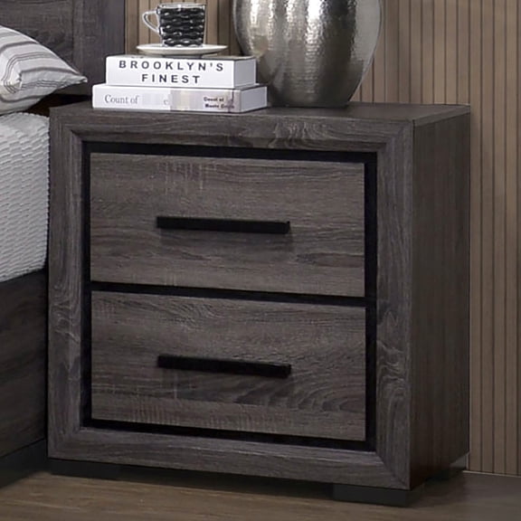 Gray Paper Veneer Nightstand - Replicated Grain - Bedroom Use - Clean Lines