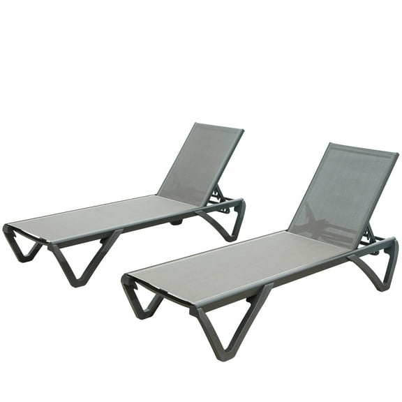 Gray Patio Chaise Lounge, Adjustable , Stackable Feature, For Outdoor Sunbathing (gray Lounge With Material, Beach, Yard, Balcony